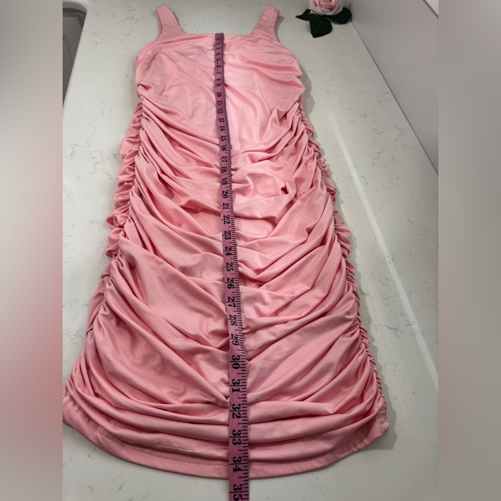 Chic Pink Ruched Dress - Picture 3 of 6